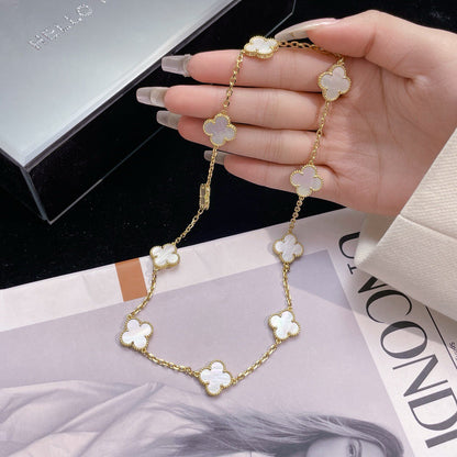 [Camiery]CLOVER 10 MOTIFS WHITE MOTHER OF PEARL NECKLACE