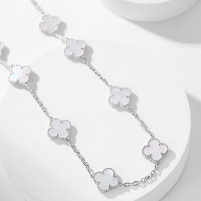 [Camiery]CLOVER 10 MOTIFS WHITE MOTHER OF PEARL NECKLACE