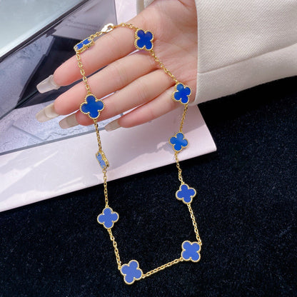 [Camiery]CLOVER 10 MOTIFS BLUE AGATE NECKLACE
