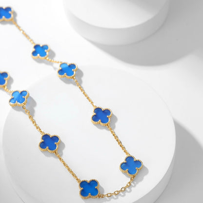 [Camiery]CLOVER 10 MOTIFS BLUE AGATE NECKLACE
