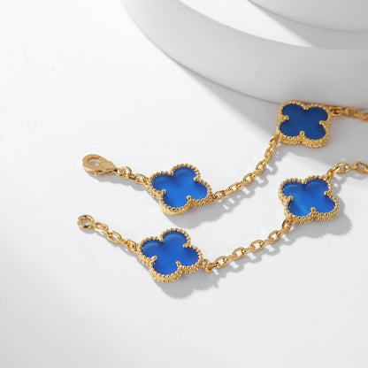 [Camiery]CLOVER 10 MOTIFS BLUE AGATE NECKLACE