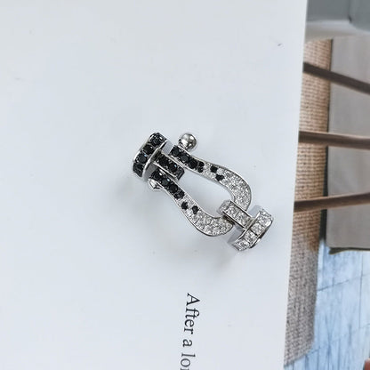 [Camiery]FORCE LARGE HORSESHOE BLACK WHITE DIAMOND BRACELET SILVER