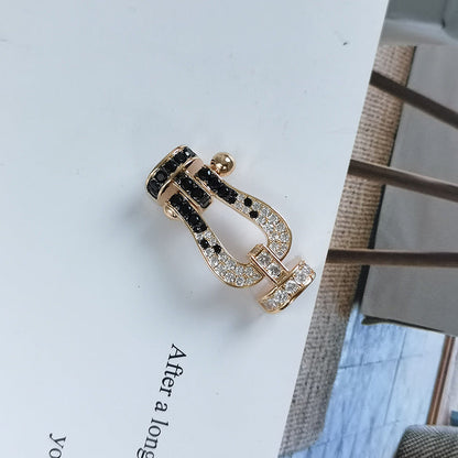 [Camiery]FORCE LARGE HORSESHOE BLACK WHITE DIAMOND BRACELET ROSE GOLD