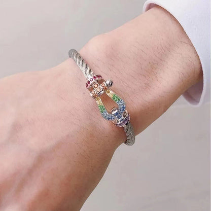 [Camiery]FORCE LARGE HORSESHOE  COLORED DIAMOND BRACELET ROSE GOLD
