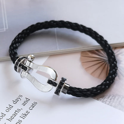 [Camiery]FORCE LARGE HORSESHOE BLACK DIAMOND BRACELET SILVER