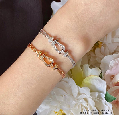 [Camiery]FORCE SMALL HORSESHOE  DIAMOND CHAIN ROPE BRACELET