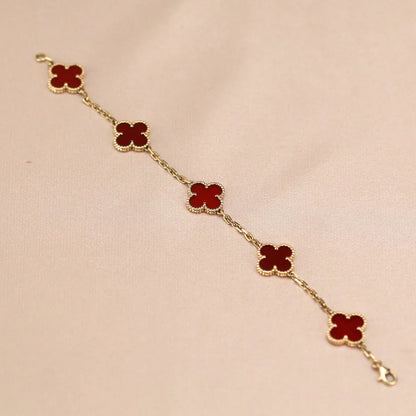 [Camiery] CLOVER 5 MOTIF RED CORNELIAN BRACELET COLLECTION
