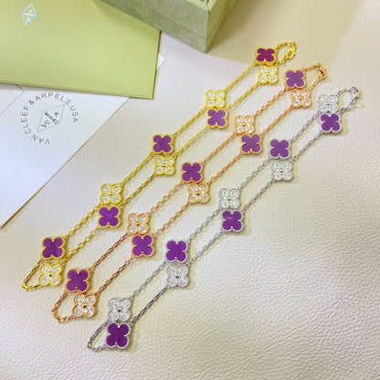 [Camiery]CLOVER 10 MOTIFS  PURPLE VIOLET DIAMOND NECKLACE