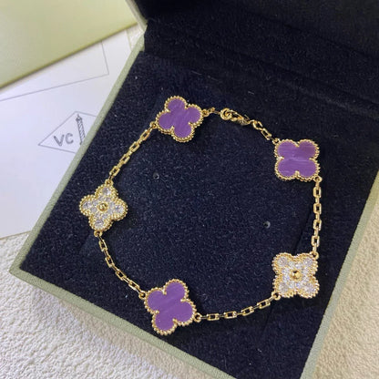 [Camiery] CLOVER 5 MOTIF VIOLET BRACELET COLLECTION