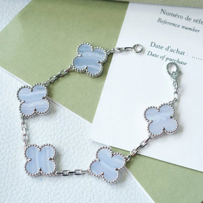 [Camiery] CLOVER 5 MOTIF PURPLE CHALCEDONY BRACELET COLLECTION