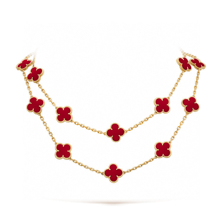 [Camiery]CLOVER 20 MOTIFS CARNELIAN NECKLACE