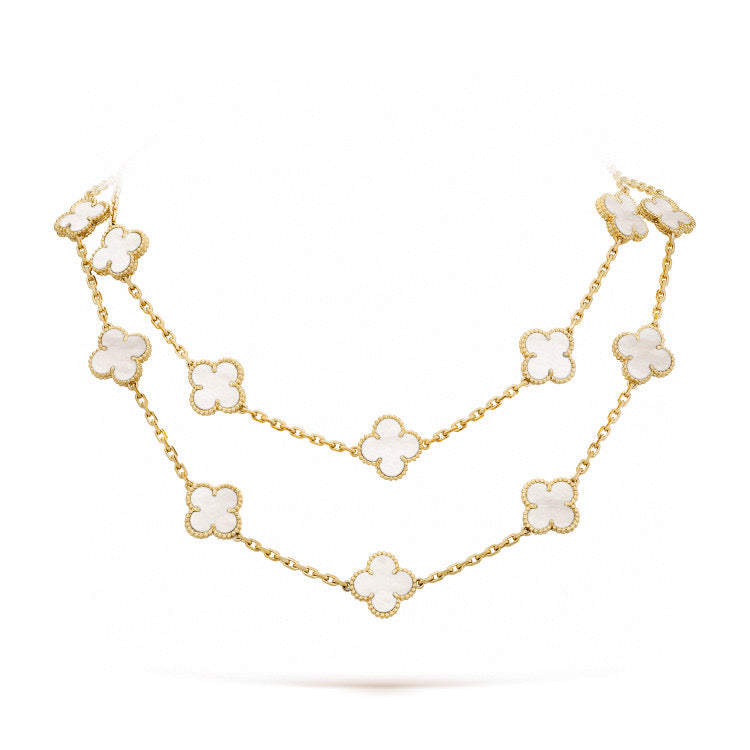 [Camiery]CLOVER 20 MOTIFS WHITE MOP NECKLACE