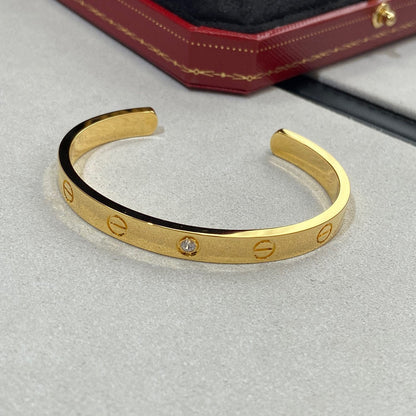 [Camiery] LOVE BRACELET 6.1MM 1 DIAMOND OPEN CUFF