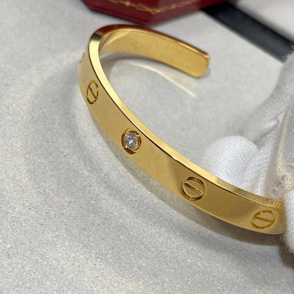 [Camiery] LOVE BRACELET 6.1MM 1 DIAMOND OPEN CUFF