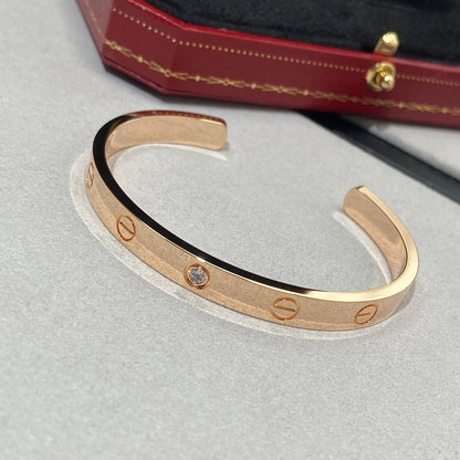 [Camiery] LOVE BRACELET 6.1MM 1 DIAMOND OPEN CUFF