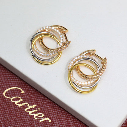 [Camiery] TRINITY HALF DIAMOND  EARRINGS