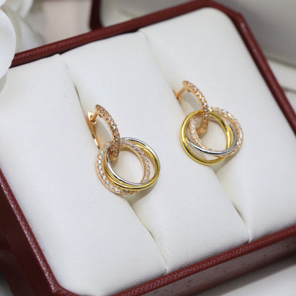 [Camiery] TRINITY HALF DIAMOND  EARRINGS