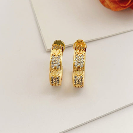 [Camiery] LOVE 5.5MM DIAMOND PAVED EARRINGS