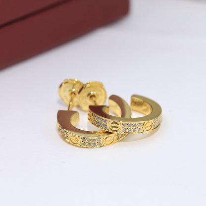 [Camiery] LOVE 5.5MM DIAMOND PAVED EARRINGS