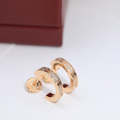 [Camiery] LOVE 5.5MM DIAMOND PAVED EARRINGS