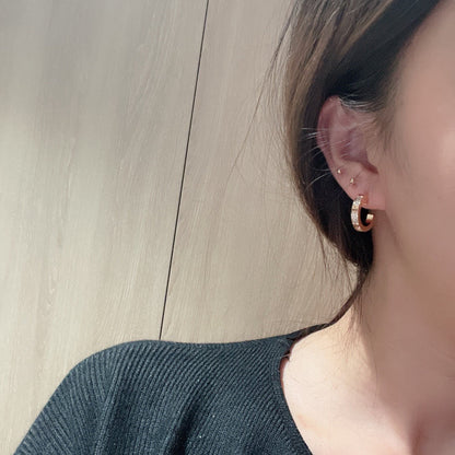 [Camiery] LOVE 5.5MM DIAMOND PAVED EARRINGS