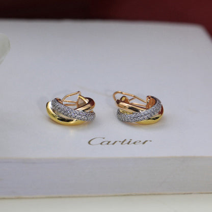 [Camiery] TRINITY HALF DIAMOND  CLASSIC EARRINGS