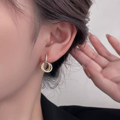 [Camiery] TRINITY HALF DIAMOND  EARRINGS