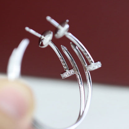 [Camiery] JUSTE HALF DIAMOND LARGE EARRINGS
