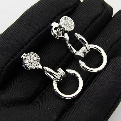 [Camiery] JUSTE HALF DIAMOND DOUBLE EARRINGS
