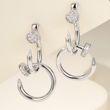 [Camiery] JUSTE HALF DIAMOND DOUBLE EARRINGS