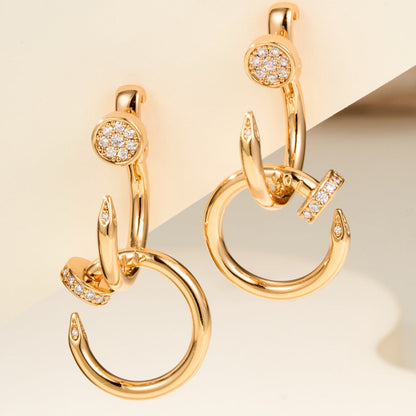 [Camiery] JUSTE HALF DIAMOND DOUBLE EARRINGS