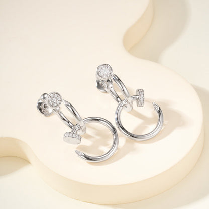[Camiery] JUSTE HALF DIAMOND DOUBLE EARRINGS