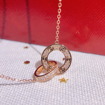 [Camiery] LOVE  FULL DIAMOND PENDANT NECKLACE