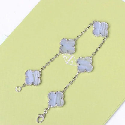 [Camiery] CLOVER 5 MOTIF PURPLE CHALCEDONY BRACELET COLLECTION
