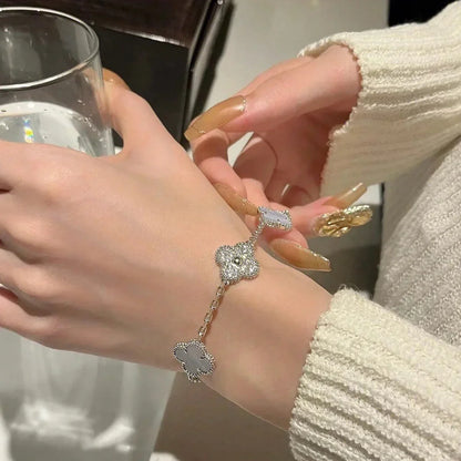 [Camiery] CLOVER 5 MOTIF PURPLE CHALCEDONY BRACELET COLLECTION
