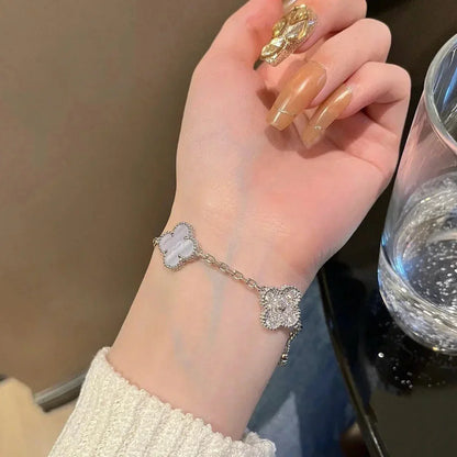 [Camiery] CLOVER 5 MOTIF PURPLE CHALCEDONY BRACELET COLLECTION