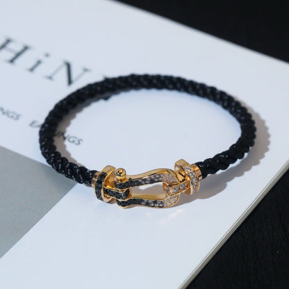 [Camiery]FORCE LARGE HORSESHOE BLACK WHITE DIAMOND BRACELET ROSE GOLD