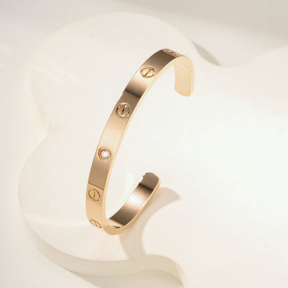 [Camiery] LOVE BRACELET 6.1MM 1 DIAMOND OPEN CUFF