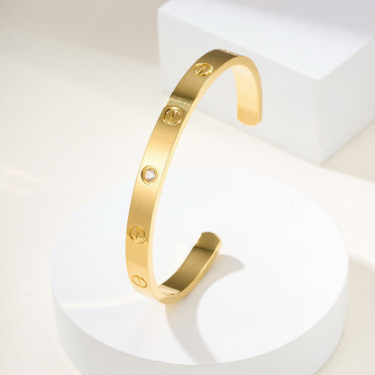 [Camiery] LOVE BRACELET 6.1MM 1 DIAMOND OPEN CUFF