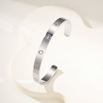 [Camiery] LOVE BRACELET 6.1MM 1 DIAMOND OPEN CUFF