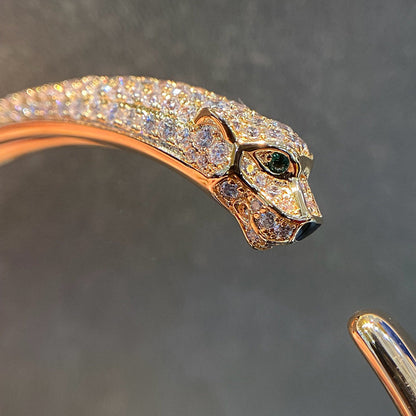 [Camiery] PANTHERE HALF DIAMOND OPEN BRACELET