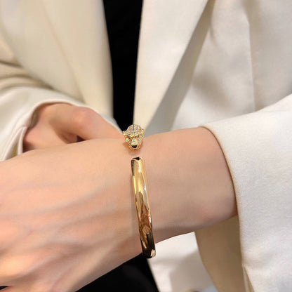 [Camiery] PANTHERE HALF DIAMOND OPEN BRACELET