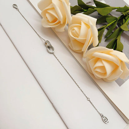 [Camiery] LOVE DOUBLE RING HALF DIAMOND BRACELET