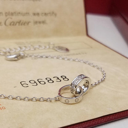 [Camiery] LOVE DOUBLE RING HALF DIAMOND BRACELET