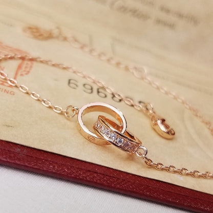 [Camiery] LOVE DOUBLE RING HALF DIAMOND BRACELET