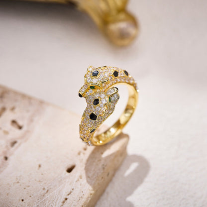 [Camiery] PANTHERE DOUBLE HEADED FULL DIAMOND  RING