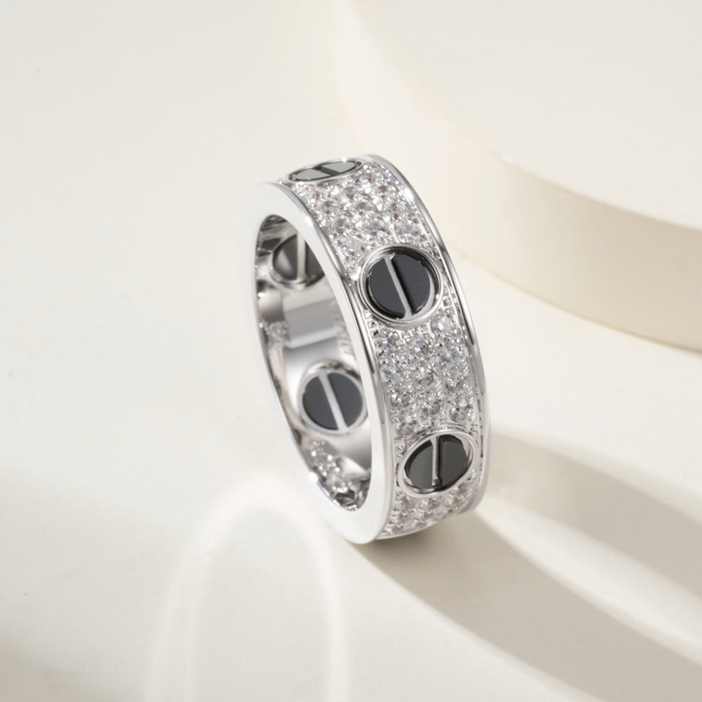 [Camiery] LOVE RING 5.5MM DIAMONDS PAVED CERAMIC