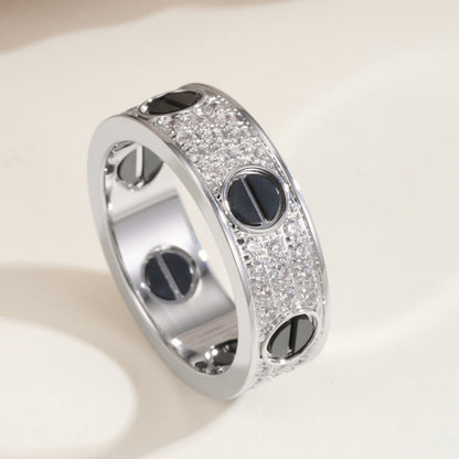 [Camiery] LOVE RING 5.5MM DIAMONDS PAVED CERAMIC