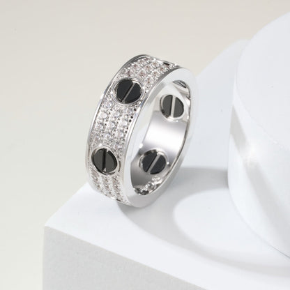 [Camiery] LOVE RING 5.5MM DIAMONDS PAVED CERAMIC