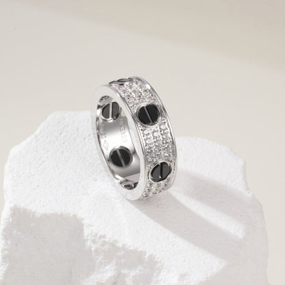 [Camiery] LOVE RING 5.5MM DIAMONDS PAVED CERAMIC